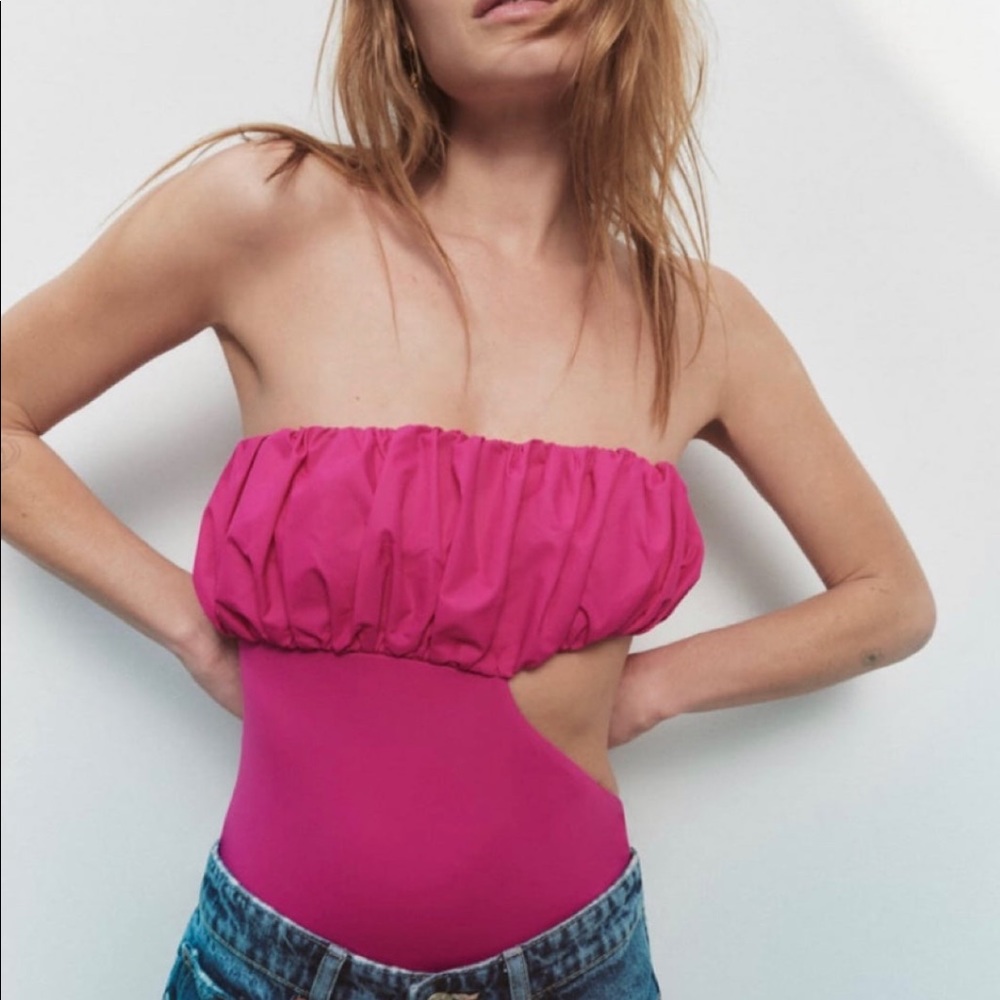 *ZARA NEW combination strapless swimsuit - Picture 4 of 10